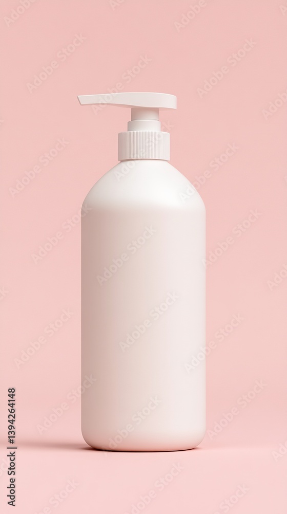 A minimalist studio shot features a sleek, white pump bottle, poised against a soft pink background, exuding a sense of clean, modern elegance. A minimalist studio shot features a sleek, white pump bottle, poised against a soft pink background, exuding a sense of clean, modern elegance.