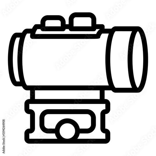 Optical monocular line icon, optics concept. Vector graphics. Monocular tube for rifle, military sign on white background, style mobile or design.