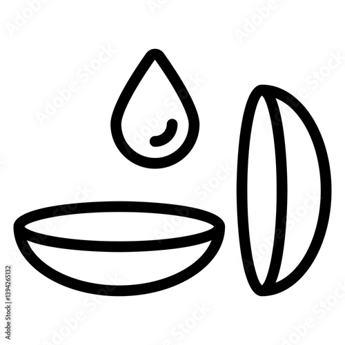 Contact lenses and liquid drop line icon, medical optometry concept. Vector graphics. Lens pair, vision sign on white background, style mobile or design.