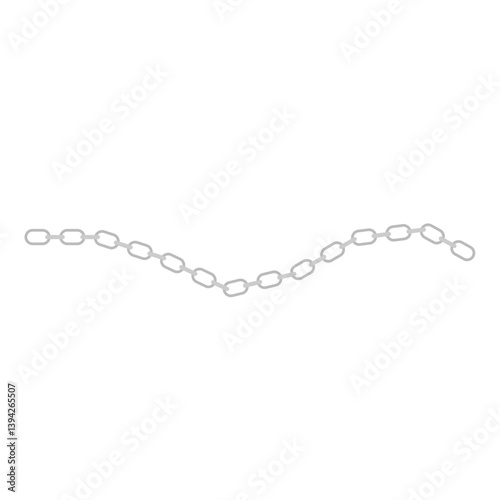Metal chain with whole or break steel chrome links. Vector illustration.