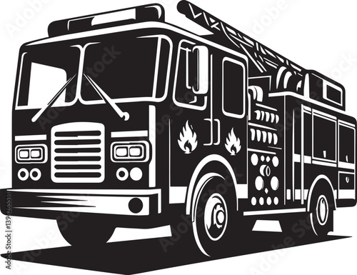 fire engine silhouette vector