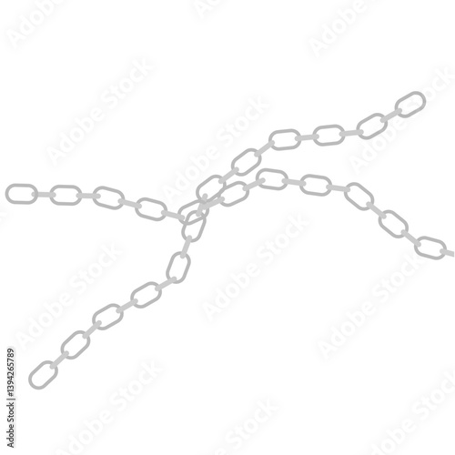 Metal chain with whole or break steel chrome links. Vector illustration.