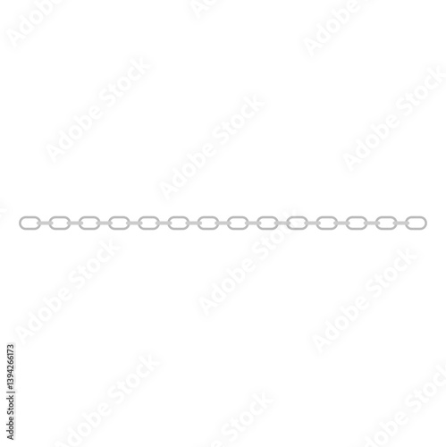 Metal chain with whole or break steel chrome links. Vector illustration.