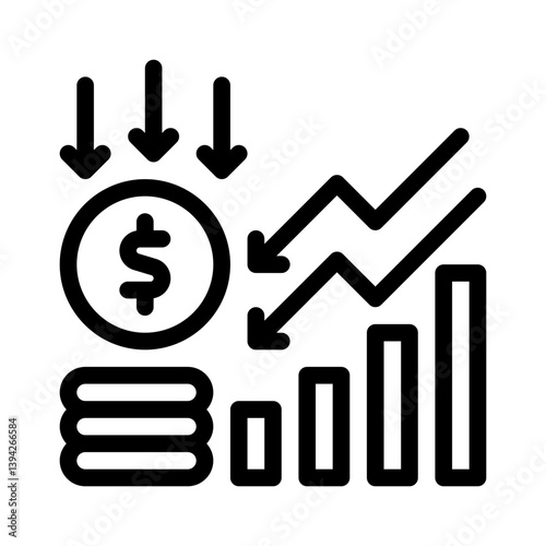 declining profits line icon