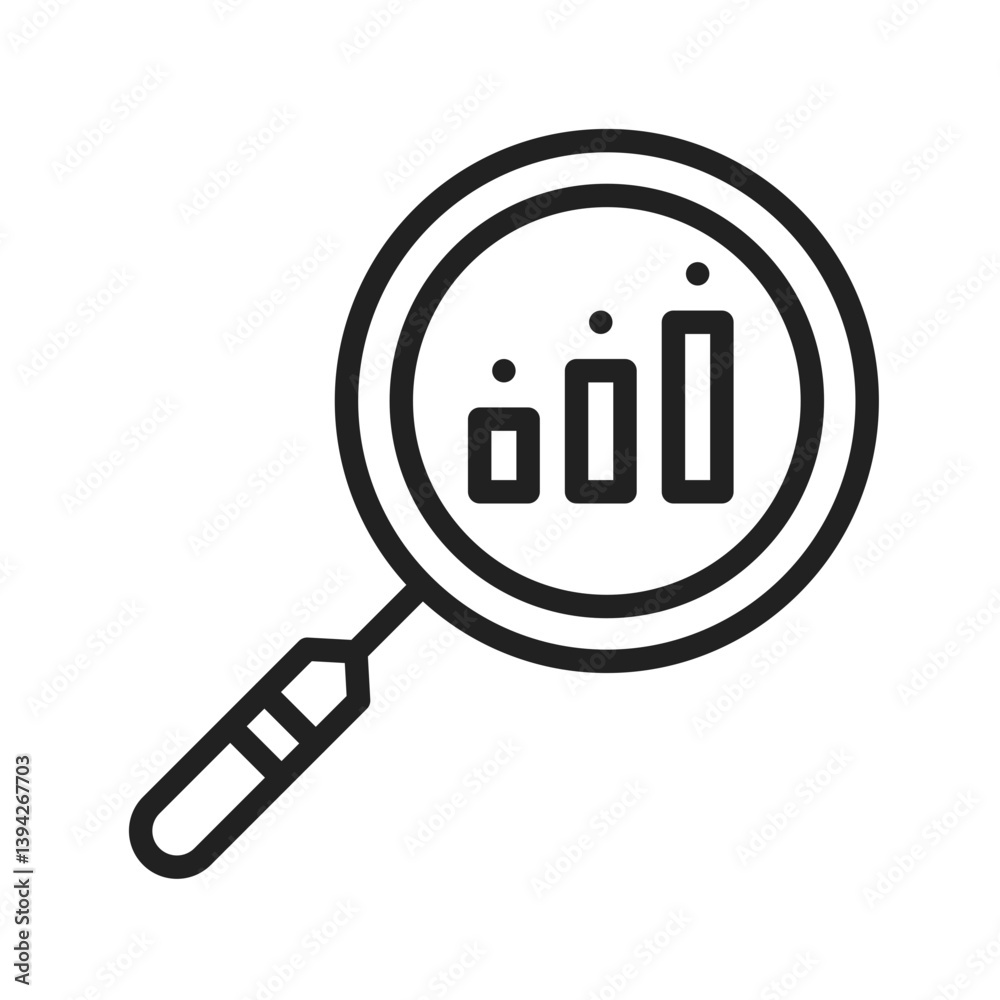 Search Stats icon vector image. Suitable for mobile apps, web apps and print media. Search Stats icon vector image. Suitable for mobile apps, web apps and print media.