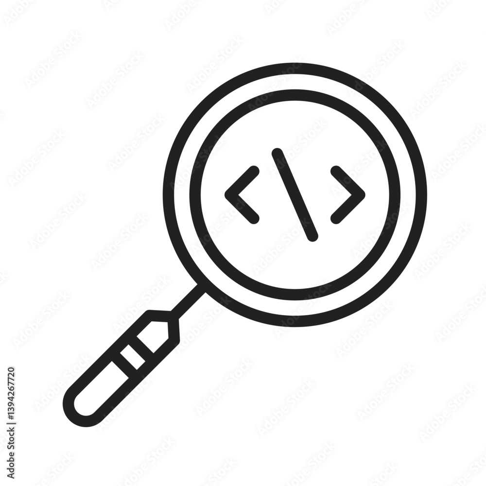 Search Code icon vector image. Suitable for mobile apps, web apps and print media. Search Code icon vector image. Suitable for mobile apps, web apps and print media.