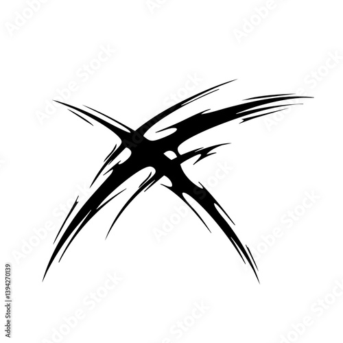 Sharp Abstract Tribal Tattoo Design Logo Dynamic Black Ink Pattern for Body Art, Symbol of Speed, Power, and Intensity