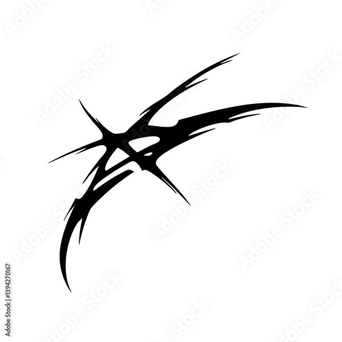Sharp Abstract Tribal Tattoo Design Logo Dynamic Black Ink Pattern for Body Art, Symbol of Speed, Power, and Intensity