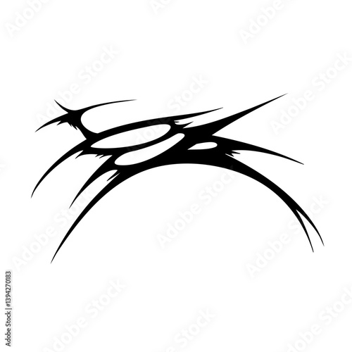 Sharp Abstract Tribal Tattoo Design Logo Dynamic Black Ink Pattern for Body Art, Symbol of Speed, Power, and Intensity