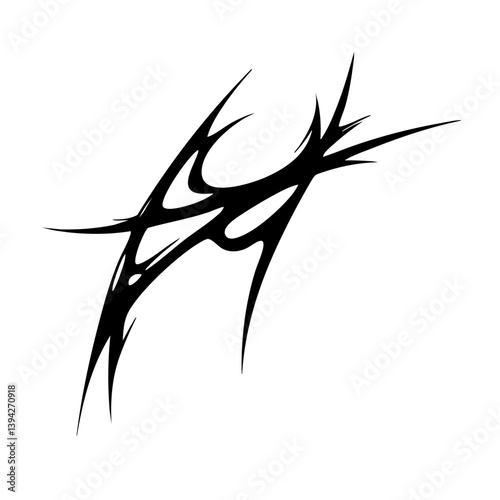Sharp Abstract Tribal Tattoo Design Logo Dynamic Black Ink Pattern for Body Art, Symbol of Speed, Power, and Intensity