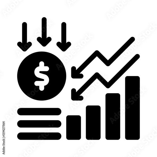 declining profits glyph icon