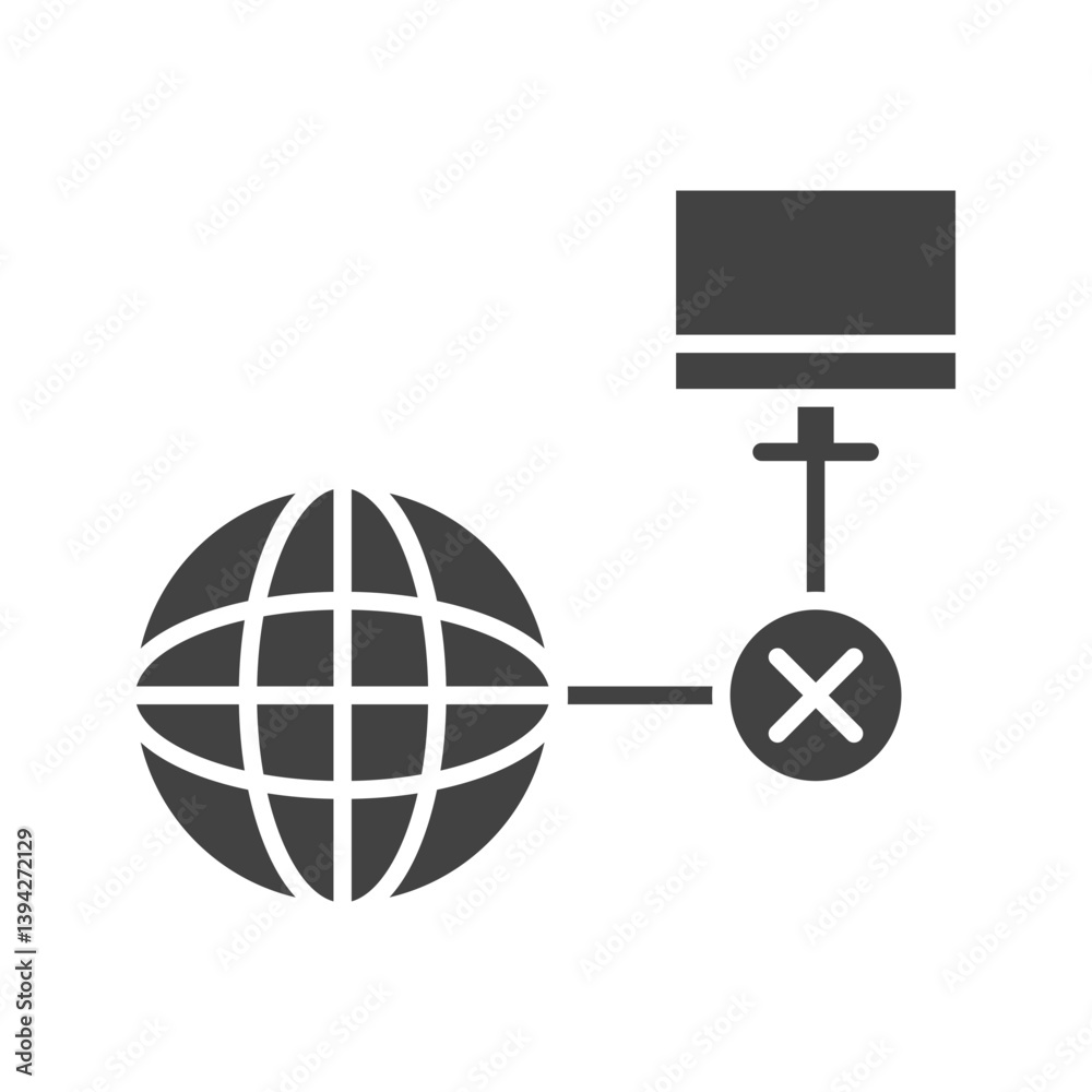 Disconnected Network icon vector image. Suitable for mobile apps, web apps and print media. Disconnected Network icon vector image. Suitable for mobile apps, web apps and print media.