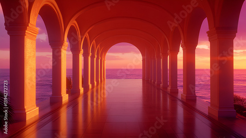 Gothic arches lit by ancient light create a stone corridor within a medieval European building