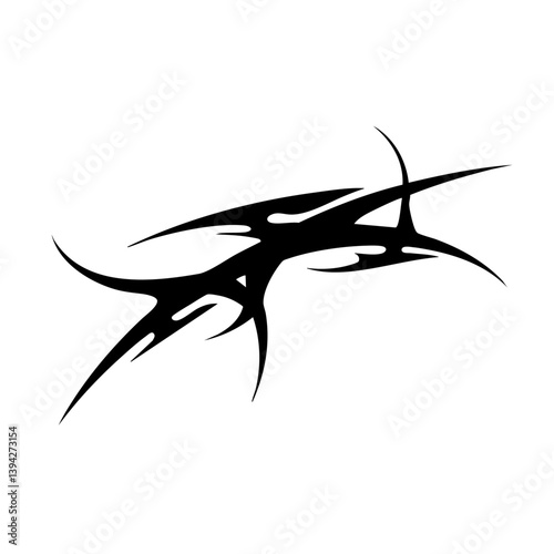 Sharp Abstract Tribal Tattoo Design Logo Dynamic Black Ink Pattern for Body Art, Symbol of Speed, Power, and Intensity