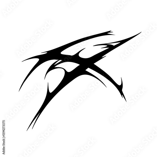 Sharp Abstract Tribal Tattoo Design Logo Dynamic Black Ink Pattern for Body Art, Symbol of Speed, Power, and Intensity