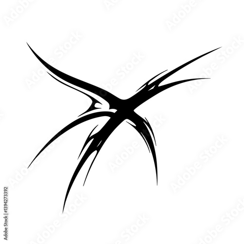 Sharp Abstract Tribal Tattoo Design Logo Dynamic Black Ink Pattern for Body Art, Symbol of Speed, Power, and Intensity