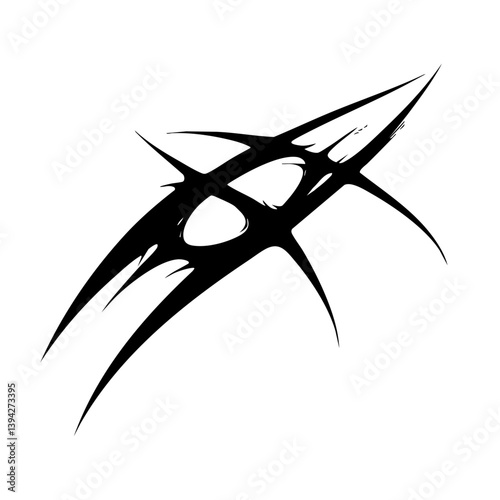 Sharp Abstract Tribal Tattoo Design Logo Dynamic Black Ink Pattern for Body Art, Symbol of Speed, Power, and Intensity