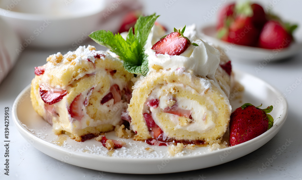 Strawberry Shortcake Cheesecake Rolls, Generative AI Strawberry Shortcake Cheesecake Rolls, Generative AI