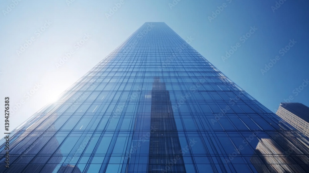 Fototapeta premium Modern Glass Skyscraper Reflecting Sunlight