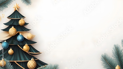 Elegant Green Gold Christmas Tree Festive Background