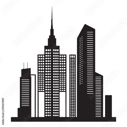 City skyline silhouette with skyscrapers and urban buildings in a vector illustration style