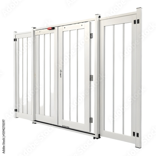 White Wooden Pet Gate - Safe & Stylish on transparent background