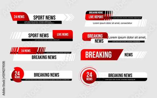 Vector of Broadcast News Lower Thirds Template for Television, Video and Media Channel. Vector eps