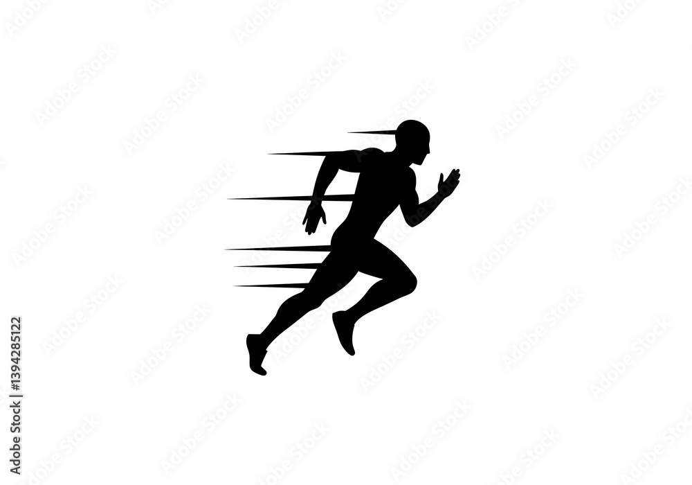 Man Running Silhouette Speed Effect for Fitness and Sports