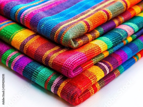 Captivating Handwoven Textile A Vibrant Display of Traditional Indian Craftsmanship on a Pristine White Background