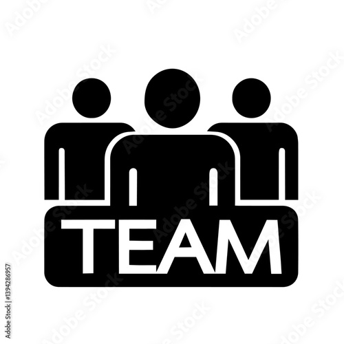 Three human figures standing together with 'TEAM' sign, collaboration, group effort, communication, teamwork, strong interpersonal interaction in achieving shared for goal achievement. 
