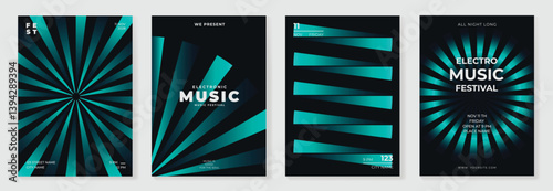 Modern gradient poster background vector set. Minimalist cover template with vibrant perspective geometric prism shapes in motion. Ideal design for social media, cover, banner, flyer.