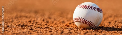 Wallpaper Mural Close-Up of a Single Baseball on a Baseball Field with Brown Dirt Background Torontodigital.ca