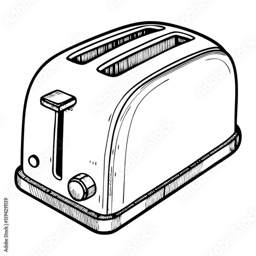Retro Black and White Toaster Illustration  