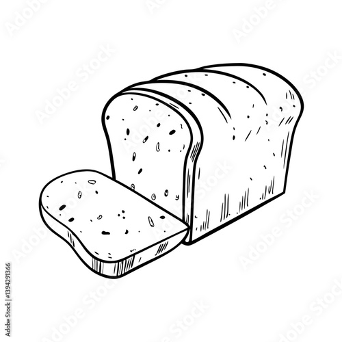 Hand-Drawn Bread Loaf in Black and White Retro Style  
