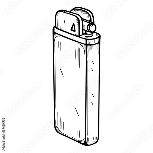 Retro black and white lighter illustration on a plain background  