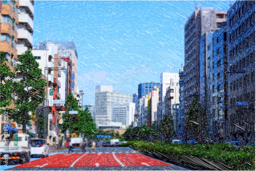 よく晴れた東京の都心の風景
