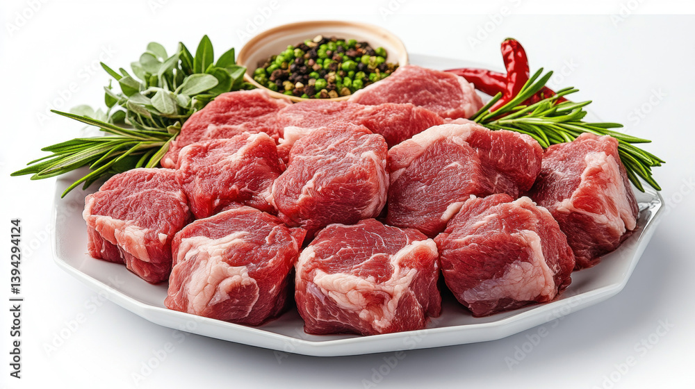 Chinese mutton in white plate, on white background. raw and fresh ingredients. Chinese mutton in white plate, on white background. raw and fresh ingredients.