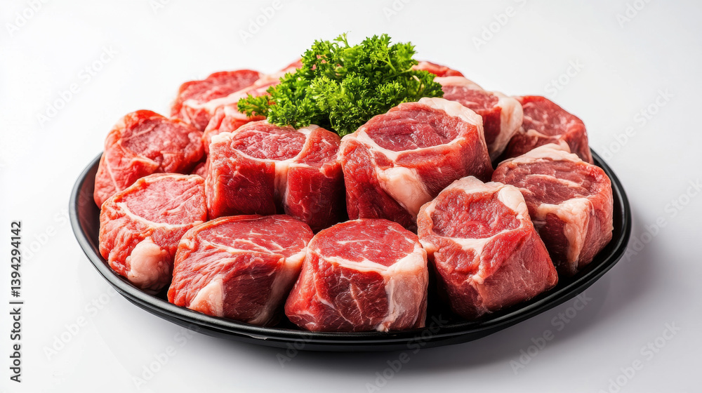 Fototapeta premium Chinese mutton in white plate, on white background. raw and fresh ingredients.