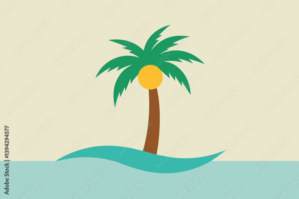 Fototapeta premium Sunset Illustration of Gradient beach landscape silhouette vector background