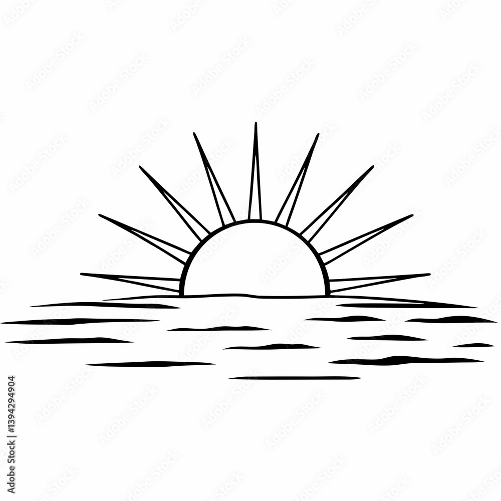Sunset Illustration of Gradient beach landscape silhouette vector background Sunset Illustration of Gradient beach landscape silhouette vector background