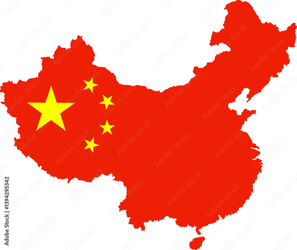 Naklejka premium China flag map illustration isolated on transparent background