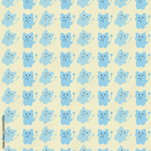 Seamless pattern with blue gummy bears
