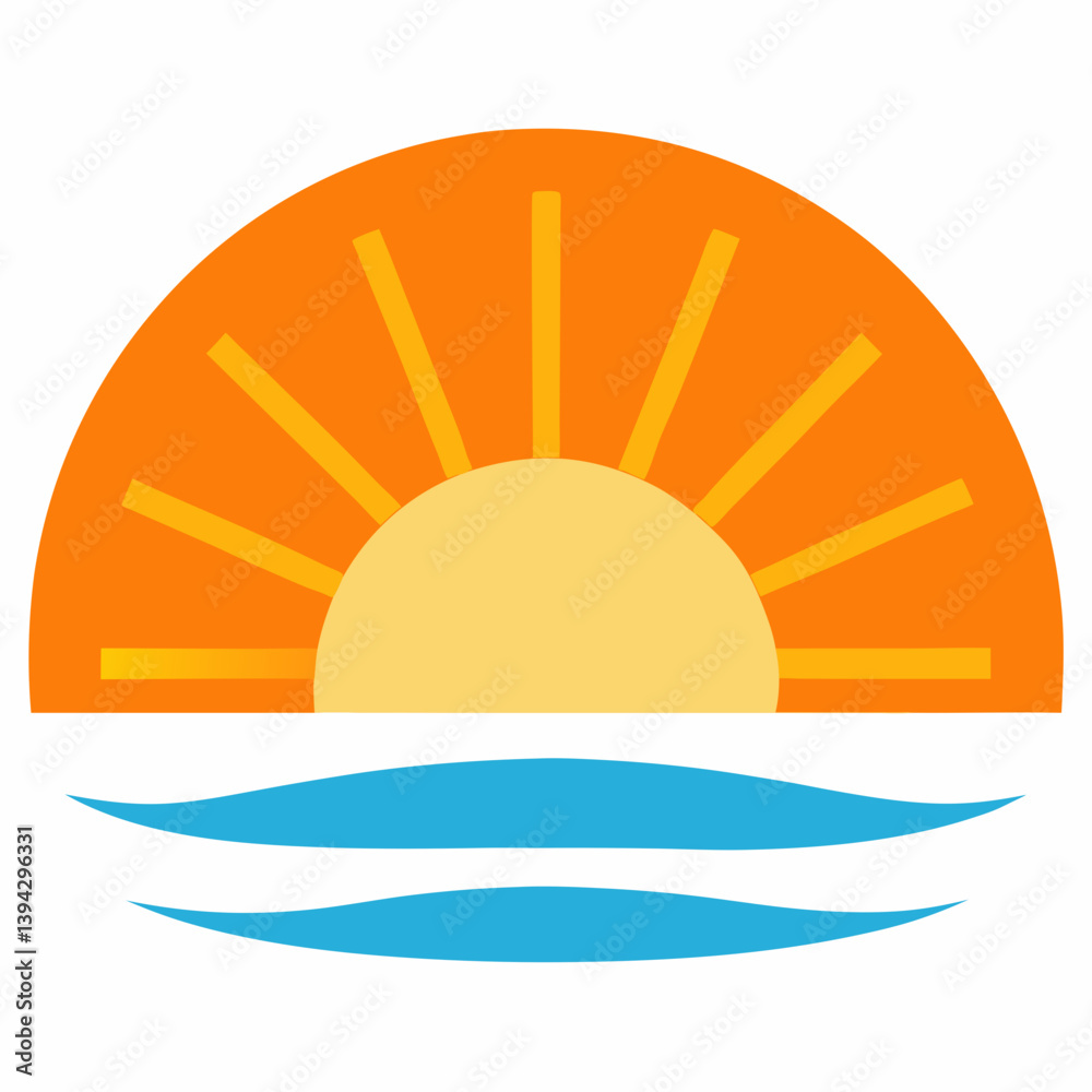 Fototapeta premium Sunset Illustration of Gradient beach landscape silhouette vector background