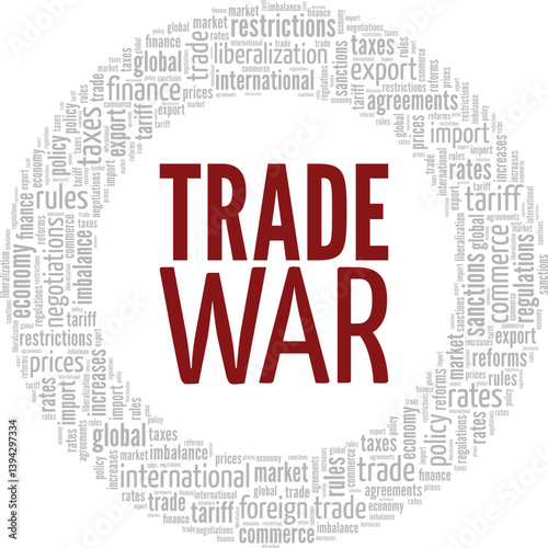 Trade War word cloud conceptual design isolated on white background.