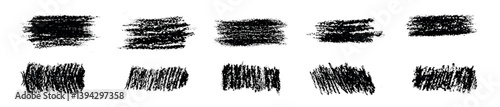 Thin straight and curly lines made from charcoal. Hand-drawn modern texture using a charcoal pencil. Dry black streaks isolated on a white background. abstract basic shapes, vector illustration