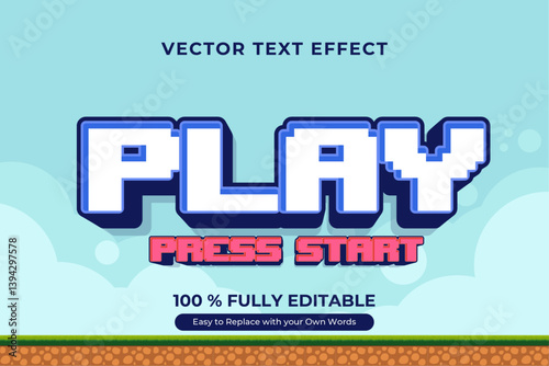 Play Editable pixel art style text effect for retro game design