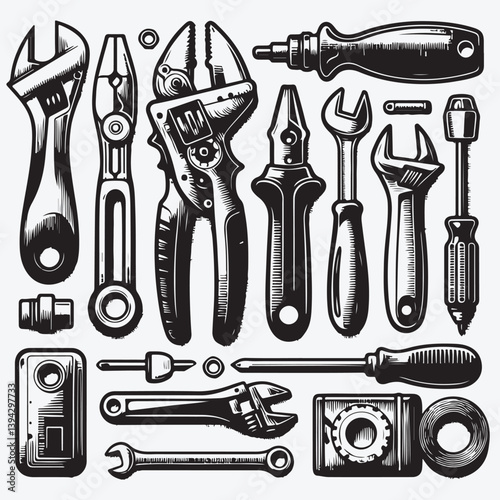 Set of the vector tools stock illustration