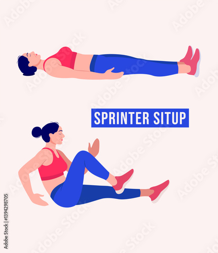 Sprinter Situp exercise, Woman workout fitness, aerobic and exercises.