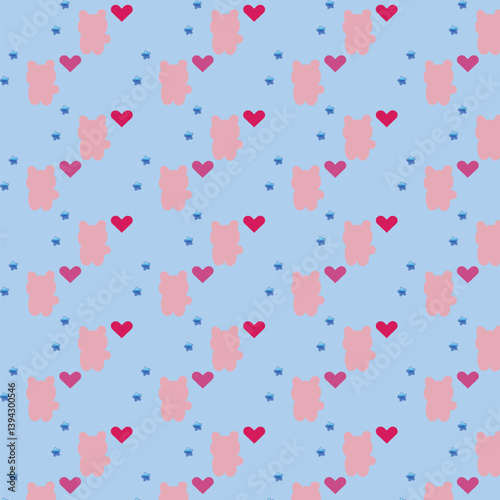 Seamless pattern with animals on a blue background