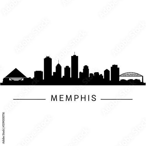 Memphis Skyline Silhouette Iconic Cityscape Design.